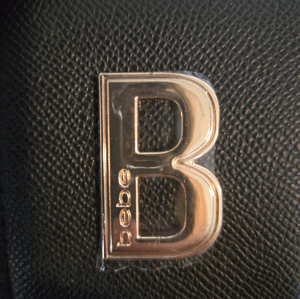 Bebe Amabella satchel in black with gold B logo New. Retail Is Is $99 - Picture 7 of 7